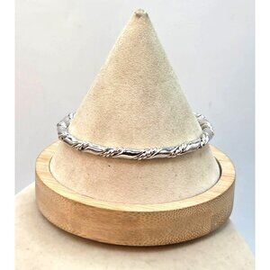 Vintage Silver Tone Twisted Rope Bangle Bracelet